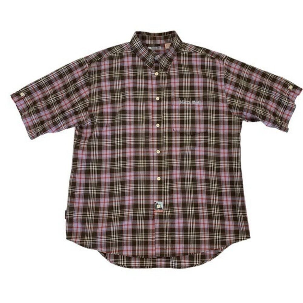 Mecca DNM‎ XXL Brown Button Down Short Sleeve Shirt Retro Y2K Skater Streetwear